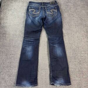Silver Jeans Co Suki Baby boot Jeans Women 28 Dark Wash Contrast Stitch